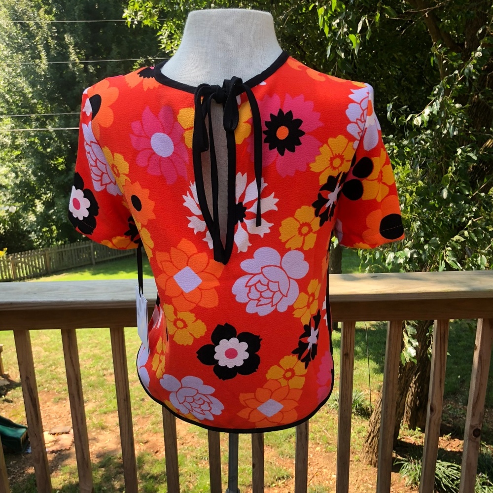 Victoria Beckham Orange Flower Shirt, NWT, XS - Picture 2 of 3